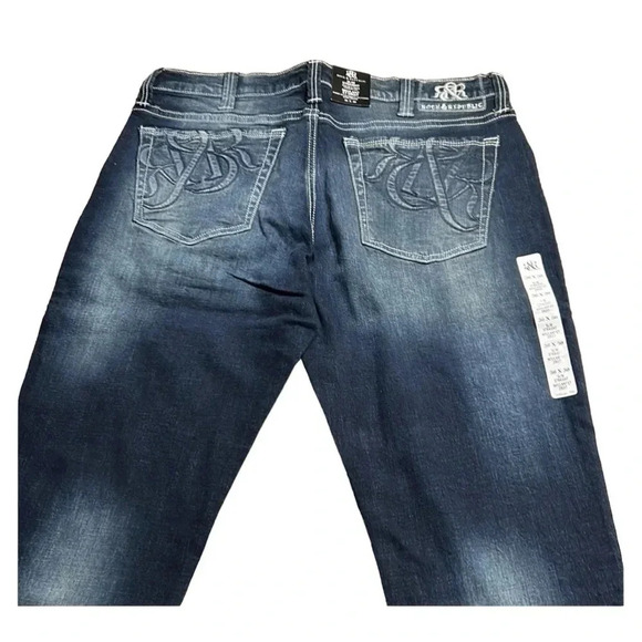 ROCK & REPUBLIC men jeans,NWT 36x30 slim straight,blue,manufactured fading - Picture 5 of 10